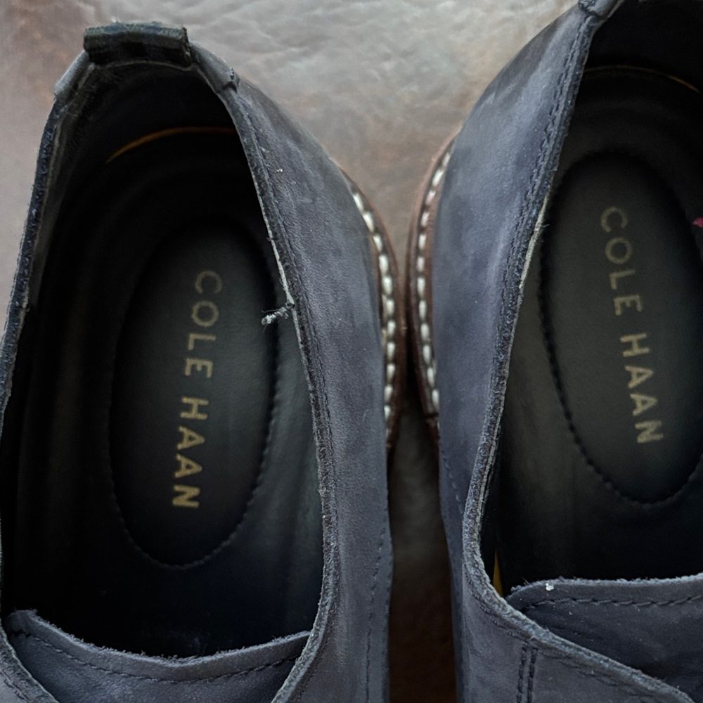 Cole Haan Dark Blue Leather Oxfords - Picture 3 of 7